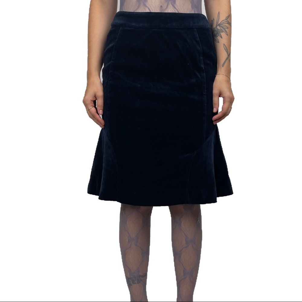 Vivienne Westwood blue velvet trumpet hem skirt